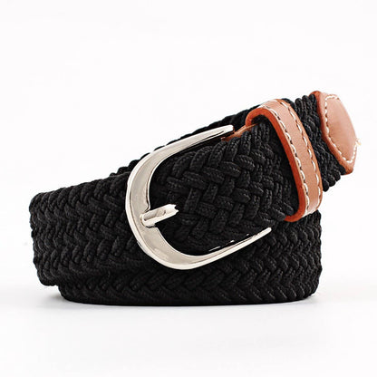 Woven Canvas Elastic Belt - Black