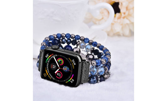 Beaded Apple Watch Elastic Bracelet Band: 38/40/41mm / Celestial Blue