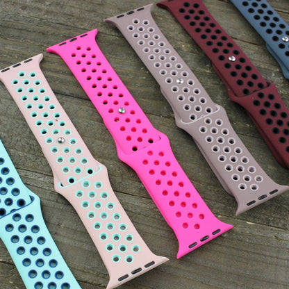 Breathable Sport Silicone Band for Apple Watch: 38/40/41mm / # 11 - Light Pink/White