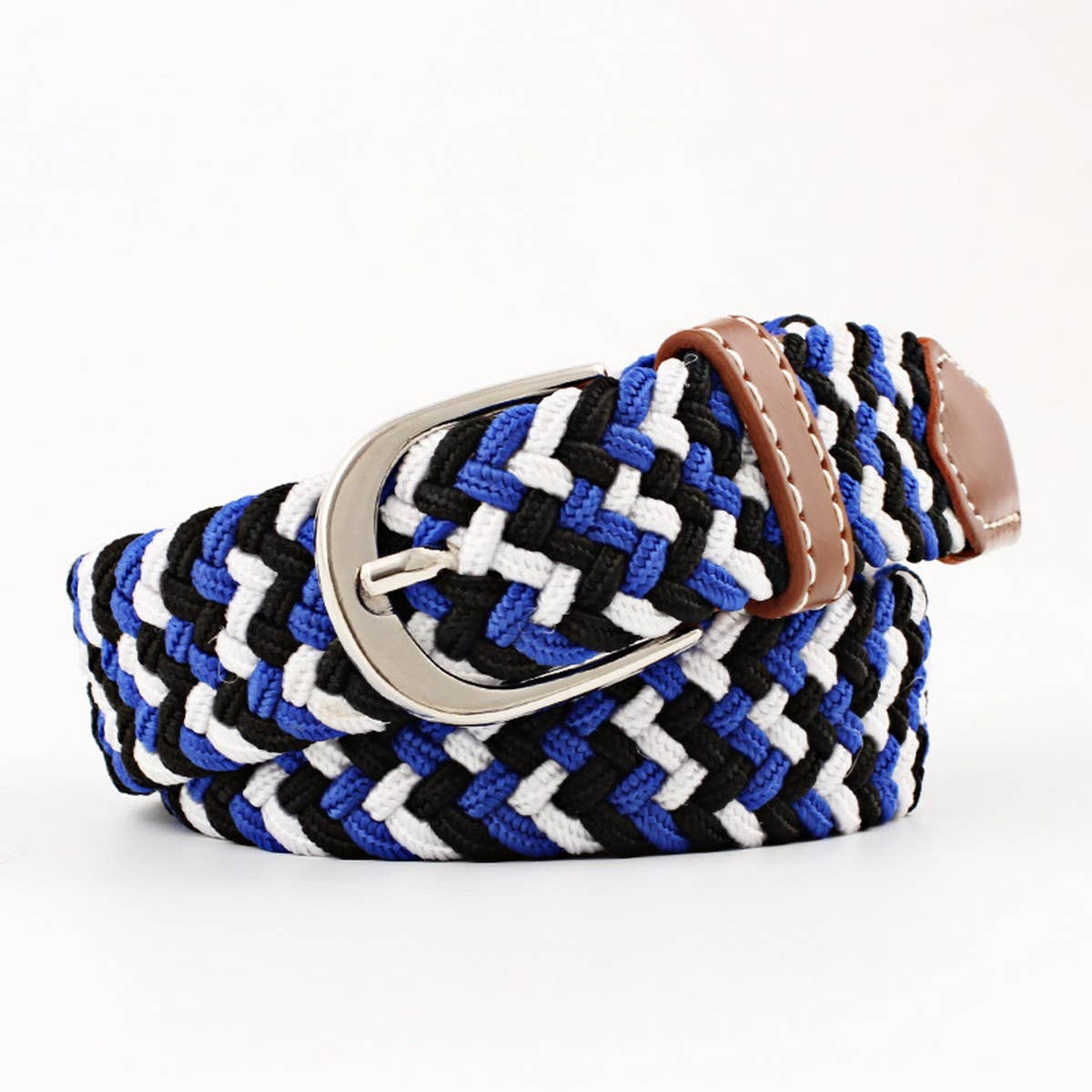 Woven Canvas Elastic Belt - Coffee