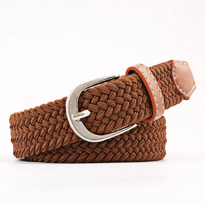 Woven Canvas Elastic Belt - Black