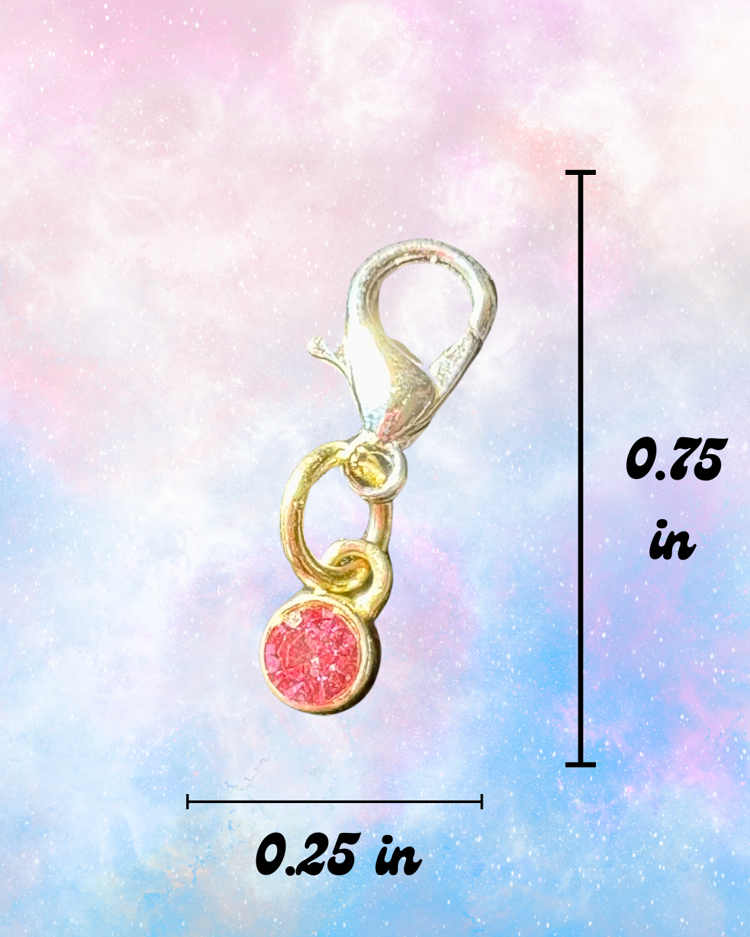 Mini Charm - Rose Pink Crystal 0.25"