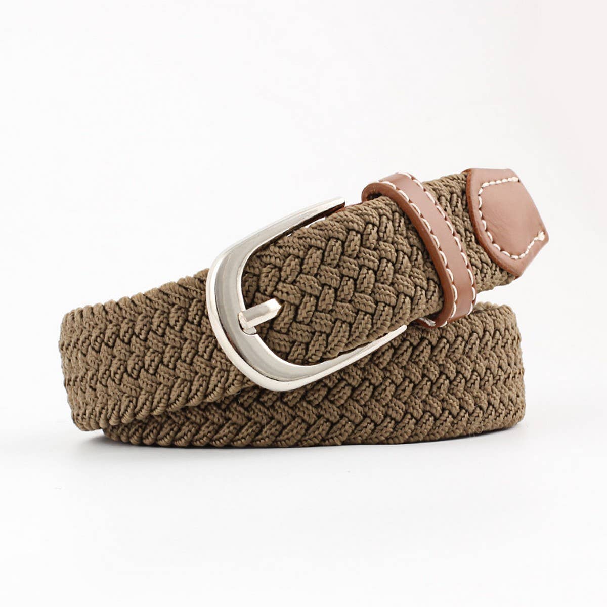 Woven Canvas Elastic Belt - Charcoal