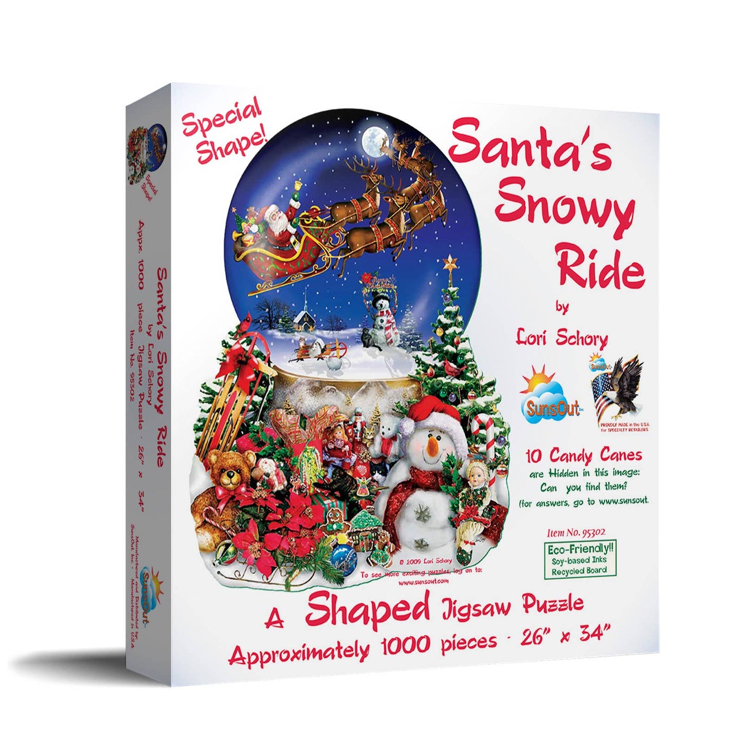 Santa's Snowy Ride Snow Globe-Shaped Puzzle - 1000pcs