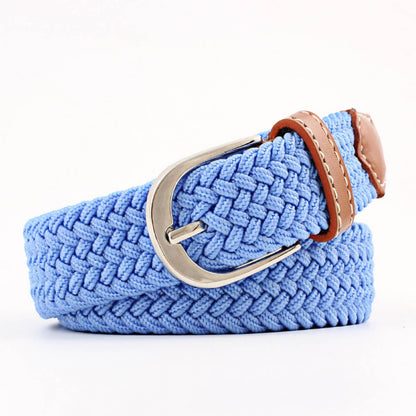 Woven Canvas Elastic Belt - Coffee