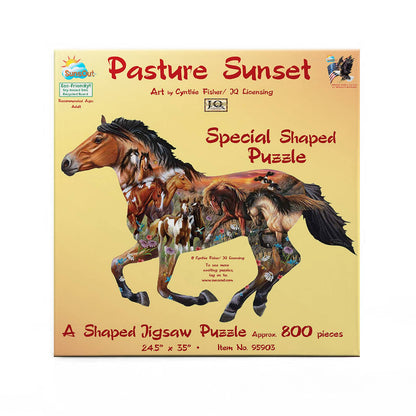 Pasture Sunset Horse-Shaped Puzzle - 800pcs