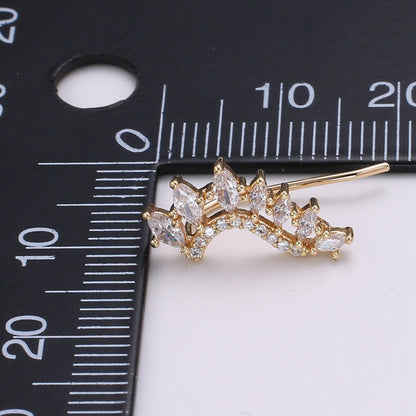 Gold Filled Marquise Curve Stud Earrings