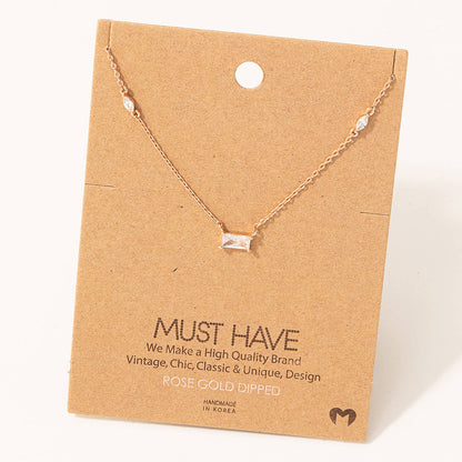 Dainty Rectangle Crystal Pendant Necklace: G