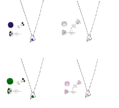 Crystal Necklace & Earring Set: Pink