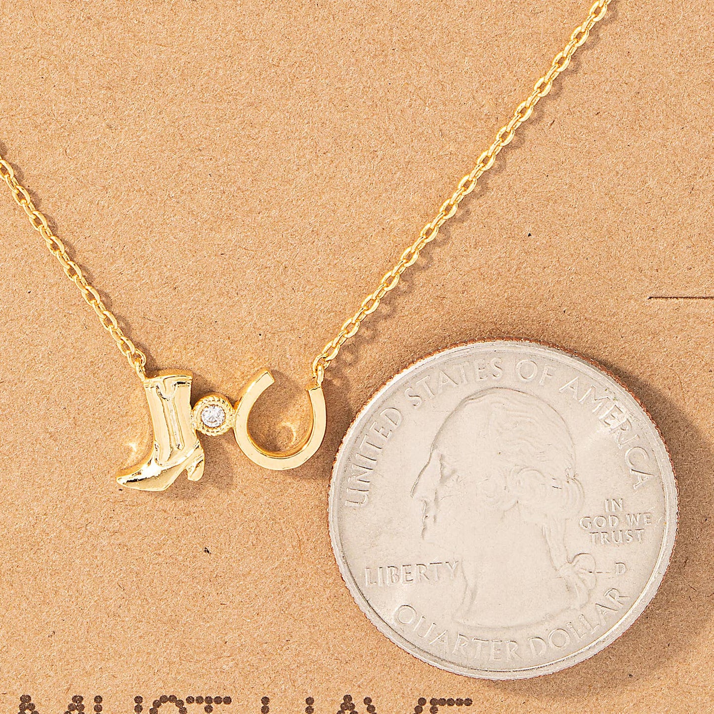 Western Cowboy Boots Horse Shoe Charm Necklace: S