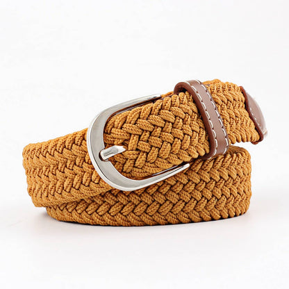 Woven Canvas Elastic Belt - Black