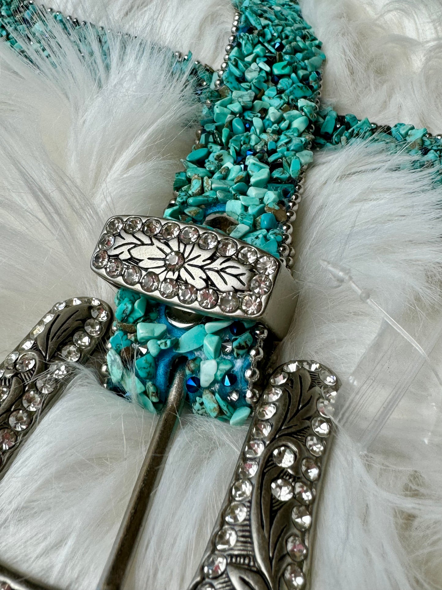 Turquoise Stone Bling Leather Belt