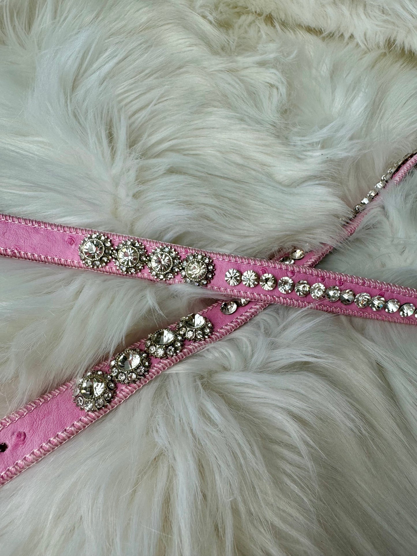 Pink Skinny Bling Vegan Leather Belt