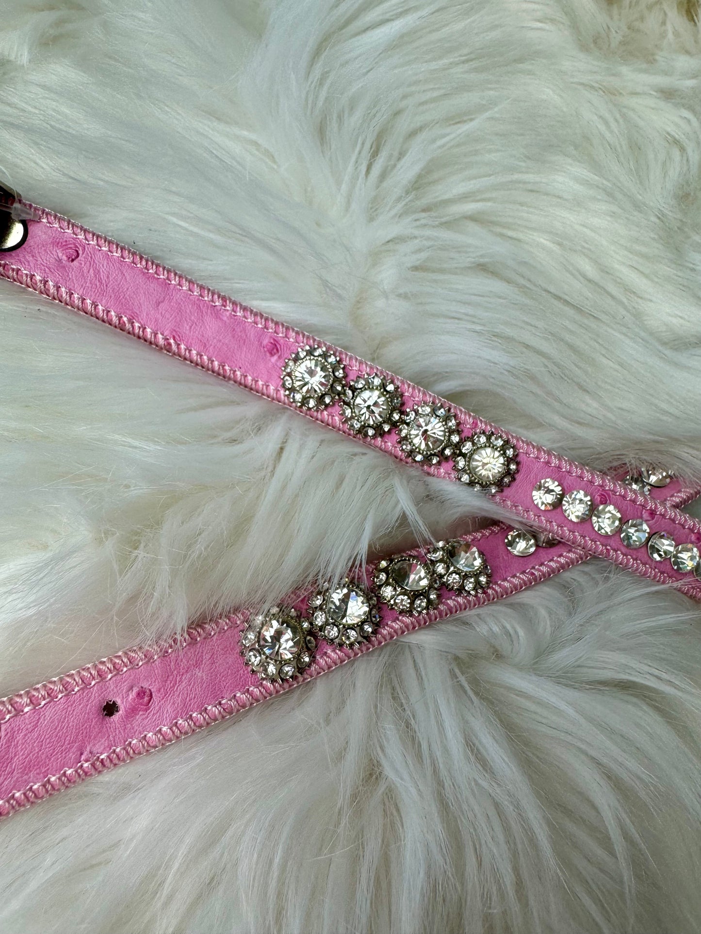 Pink Skinny Bling Vegan Leather Belt