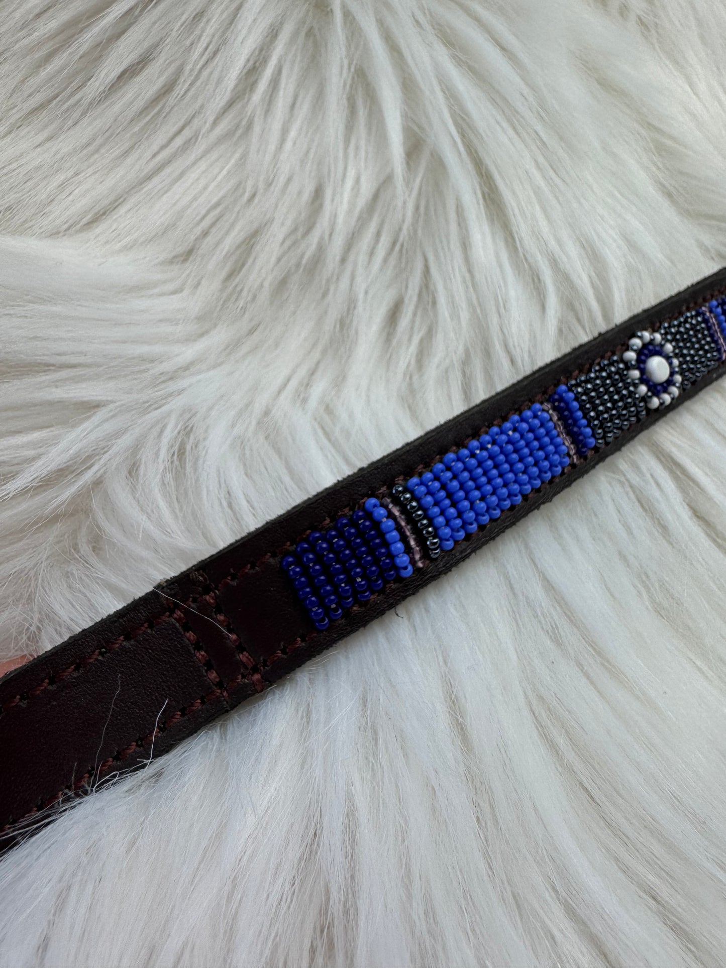 “Rivers” Beaded Browband - Dark Chocolate Brown