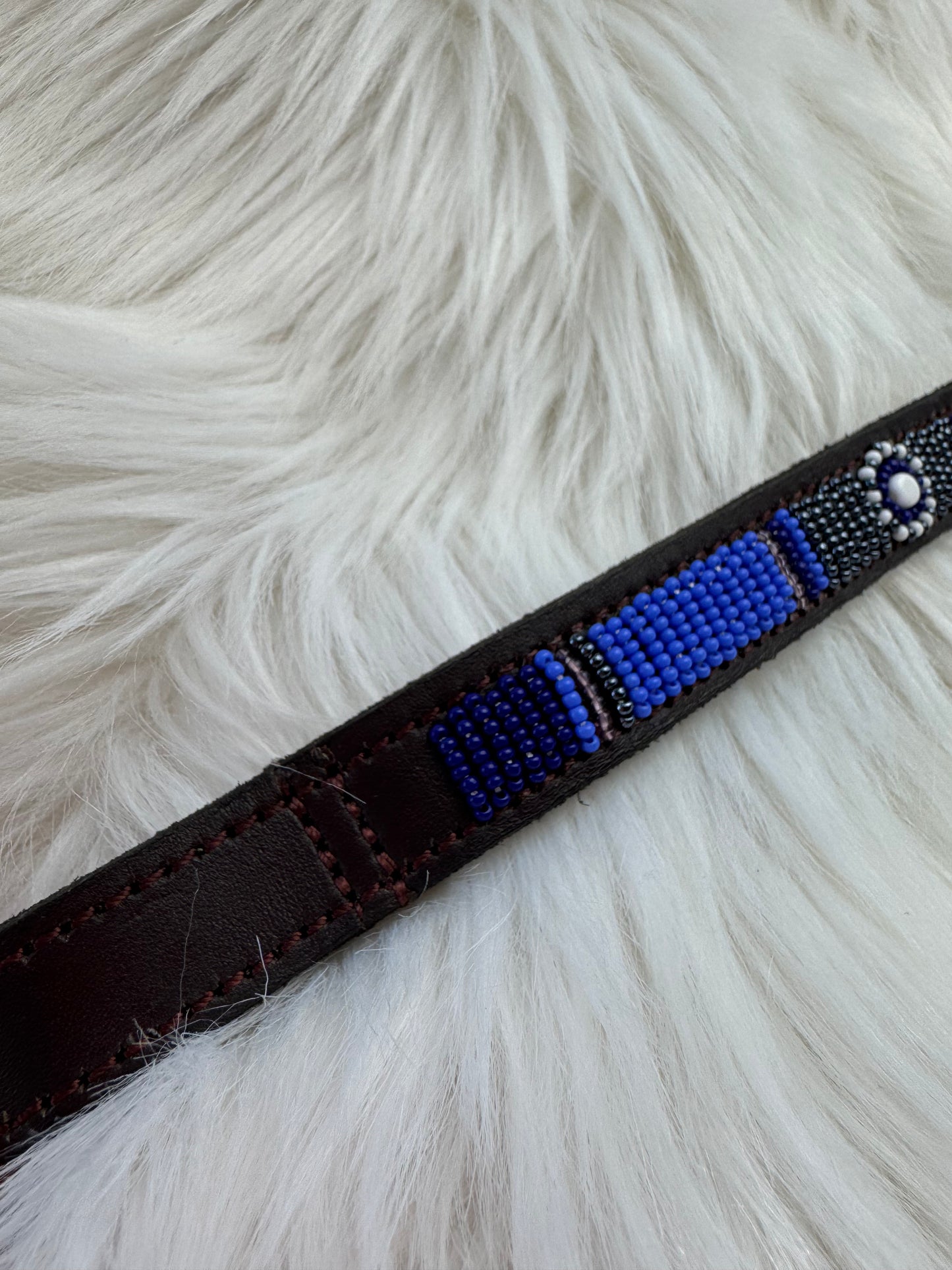 “Rivers” Beaded Browband - Dark Chocolate Brown