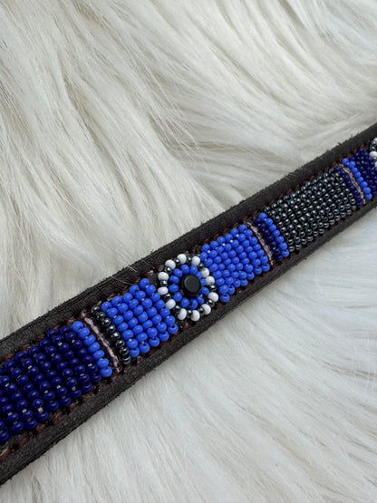 “Rivers” Beaded Browband - Dark Chocolate Brown