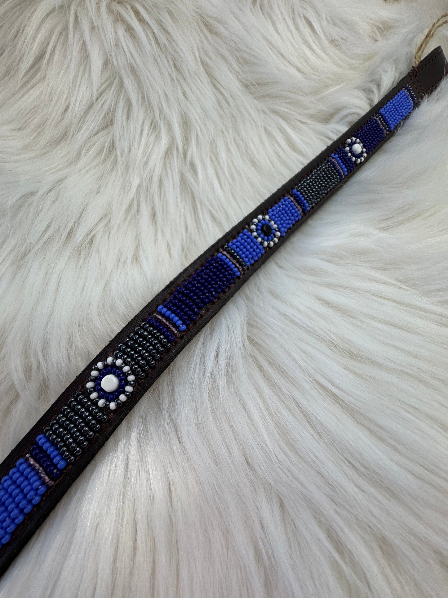 “Rivers” Beaded Browband - Dark Chocolate Brown