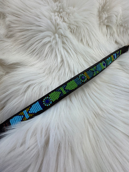 “Peacock” Beaded Browband - Dark Chocolate Brown