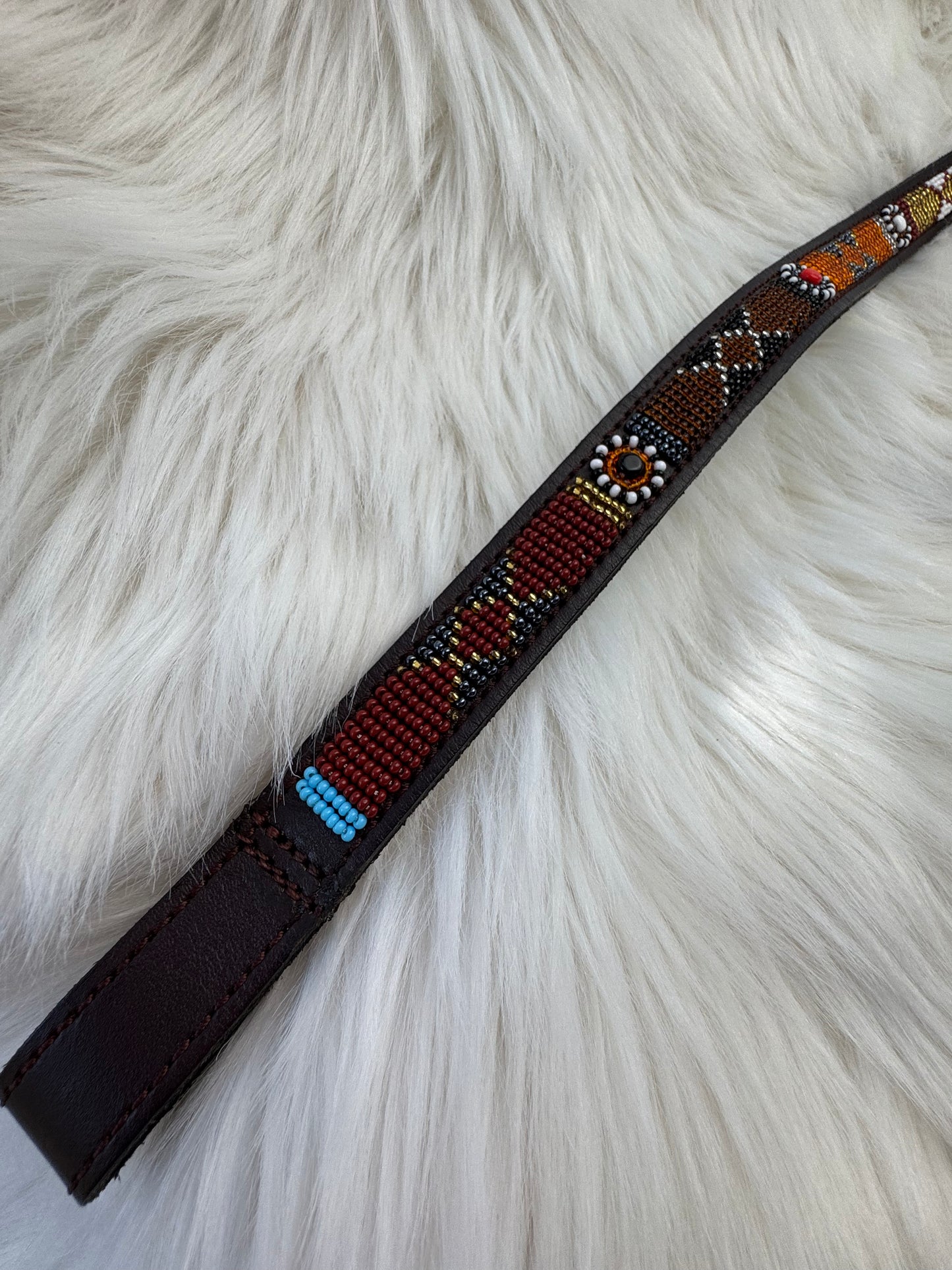 “Savanna” Beaded Browband - Dark Chocolate Brown