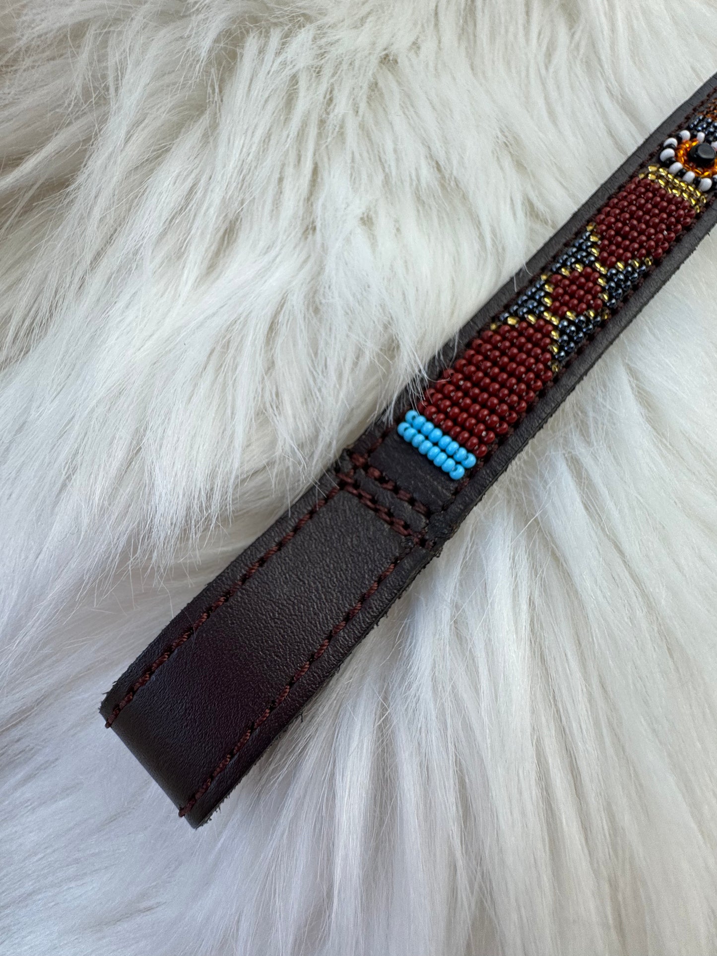 “Savanna” Beaded Browband - Dark Chocolate Brown