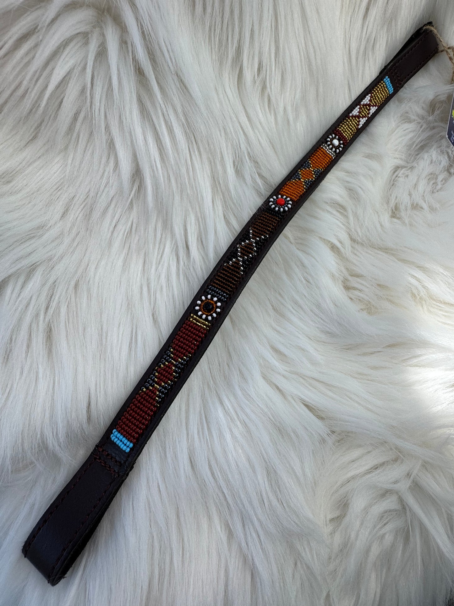 “Savanna” Beaded Browband - Dark Chocolate Brown