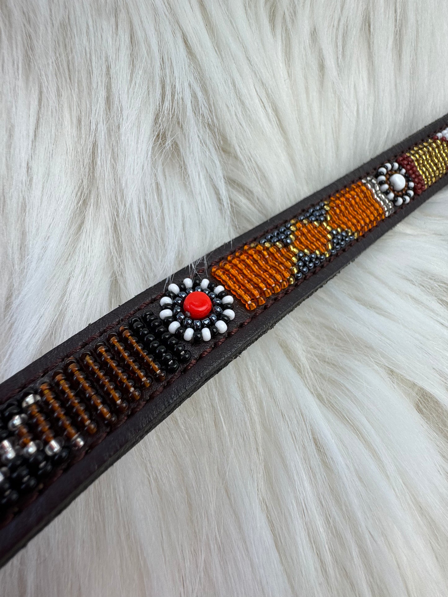 “Savanna” Beaded Browband - Dark Chocolate Brown