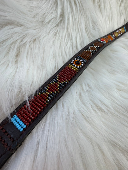 “Savanna” Beaded Browband - Dark Chocolate Brown