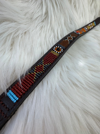 “Savanna” Beaded Browband - Dark Chocolate Brown