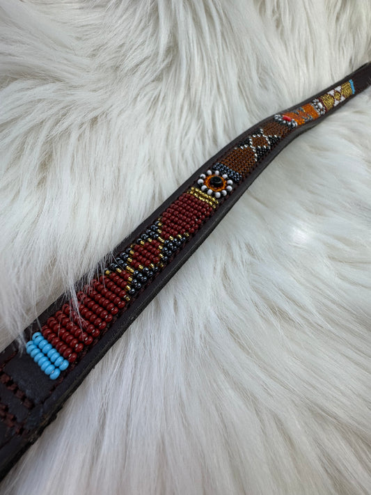 “Savanna” Beaded Browband - Dark Chocolate Brown