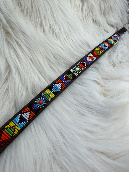 “Tapestry” Beaded Browband - Dark Chocolate Brown