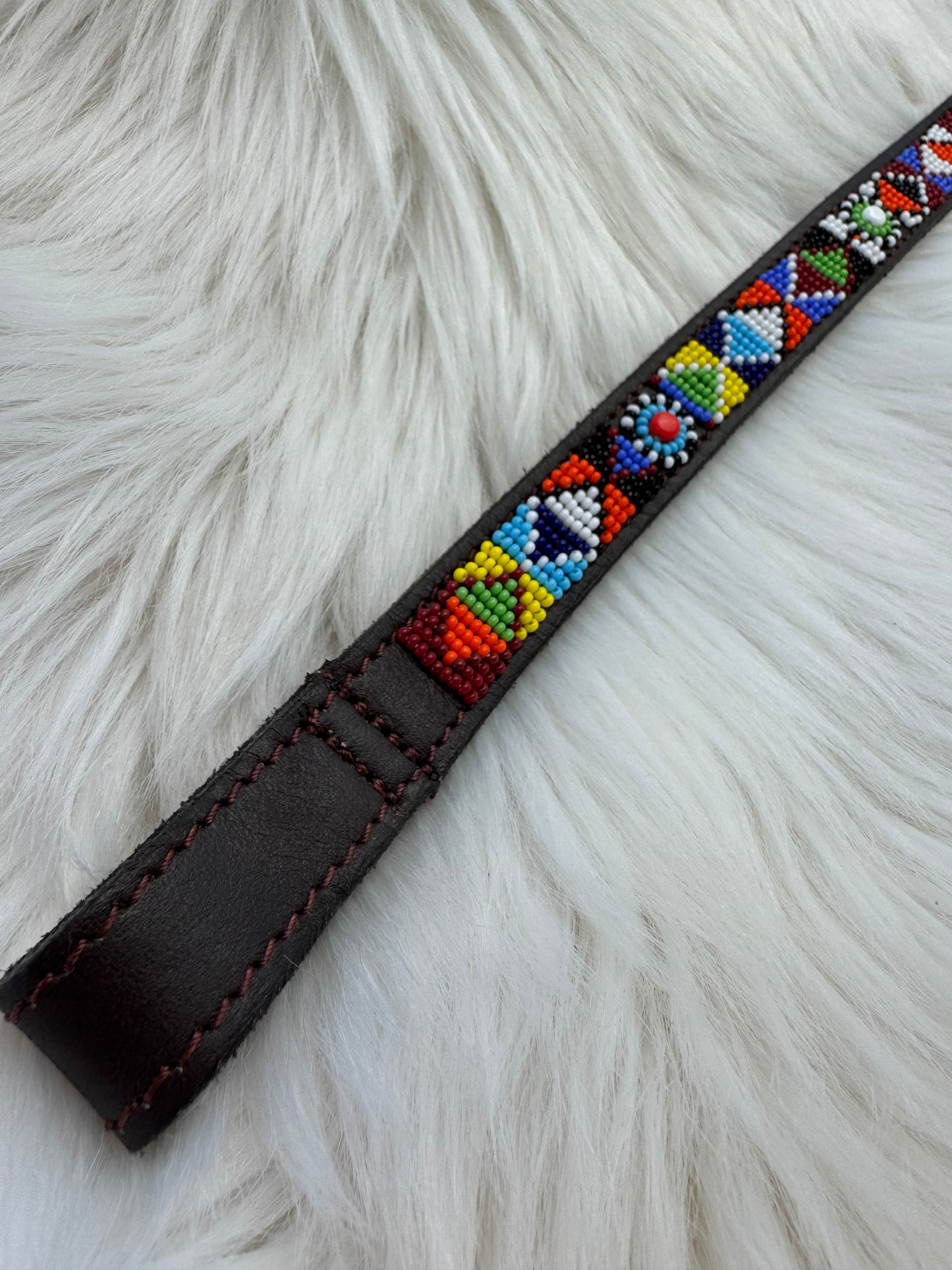 “Tapestry” Beaded Browband - Dark Chocolate Brown