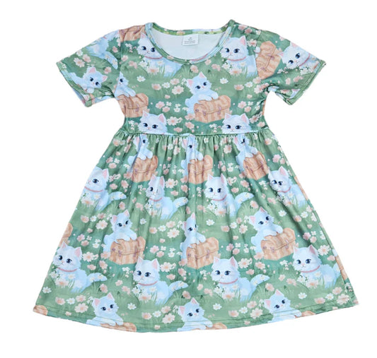 Summer Kittens Milk Silk Short Sleeve Dress