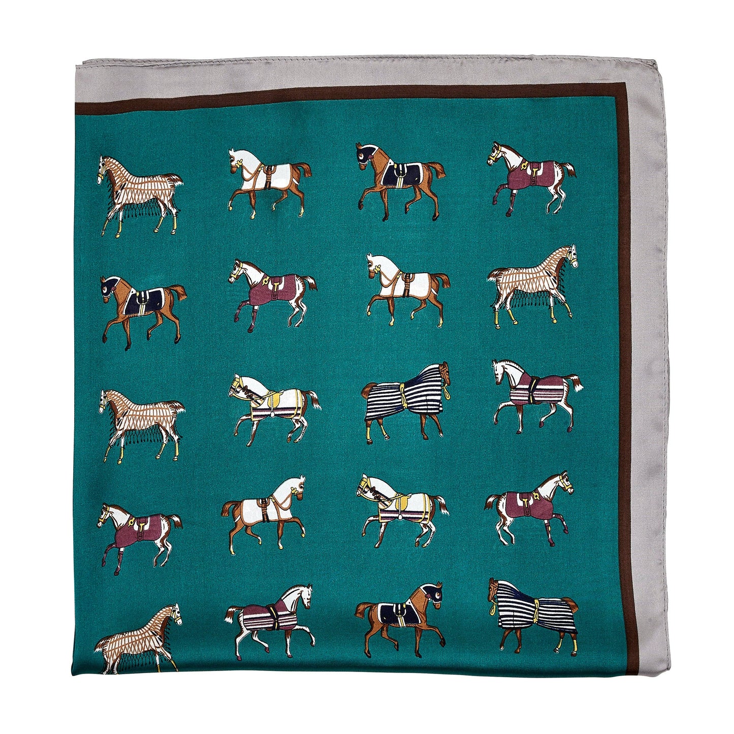 Green Mini Horses in Blankets Scarf