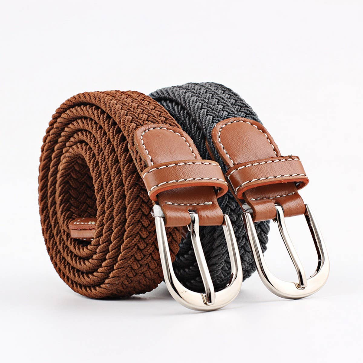 Woven Canvas Elastic Belt - Black