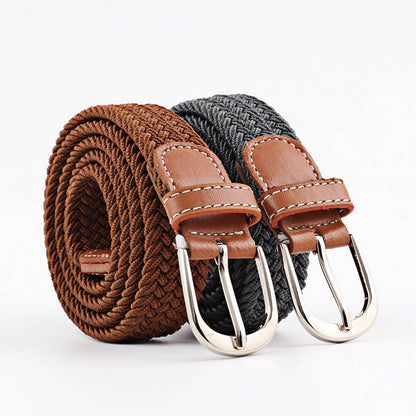 Woven Canvas Elastic Belt - Charcoal