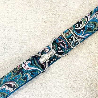 Dark Teal Paisley Adjustable Belt