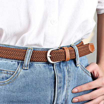 Woven Canvas Elastic Belt - Black