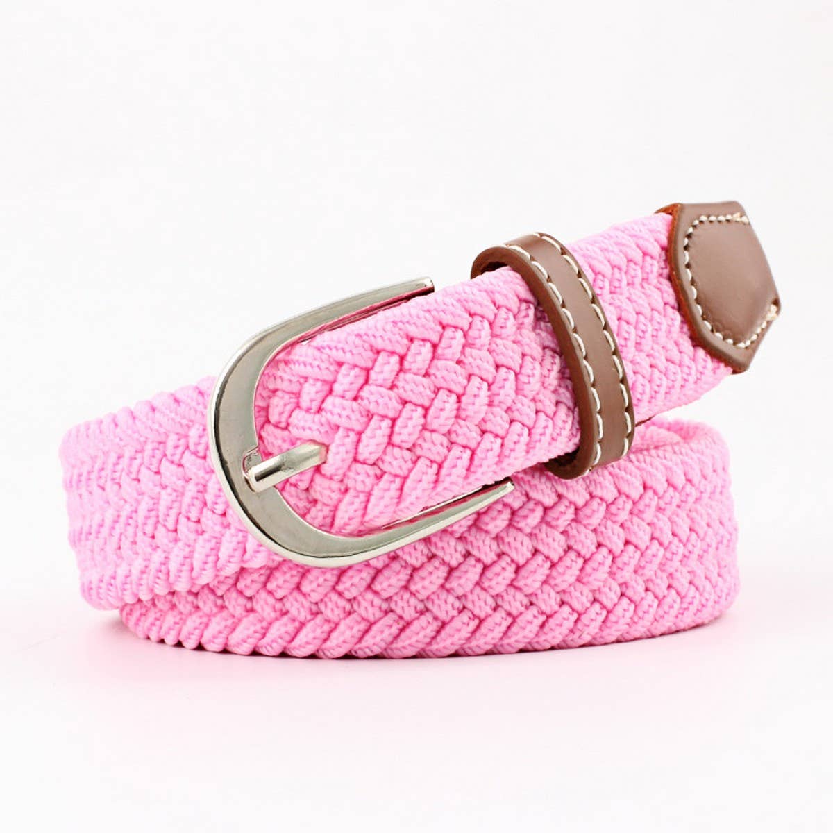 Woven Canvas Elastic Belt - Coffee