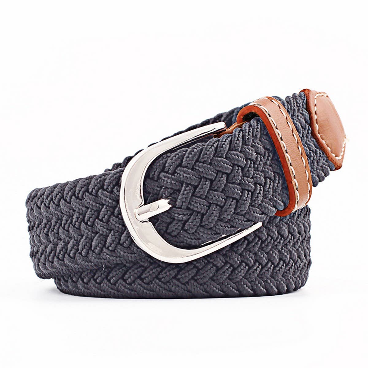 Woven Canvas Elastic Belt - Black