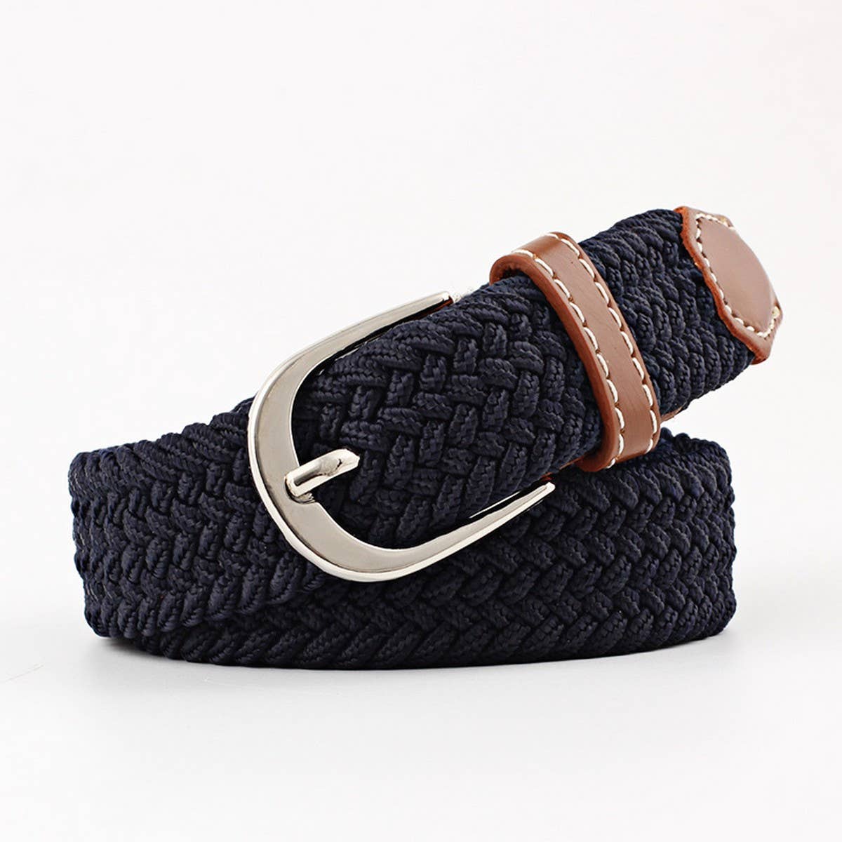 Woven Canvas Elastic Belt - Black