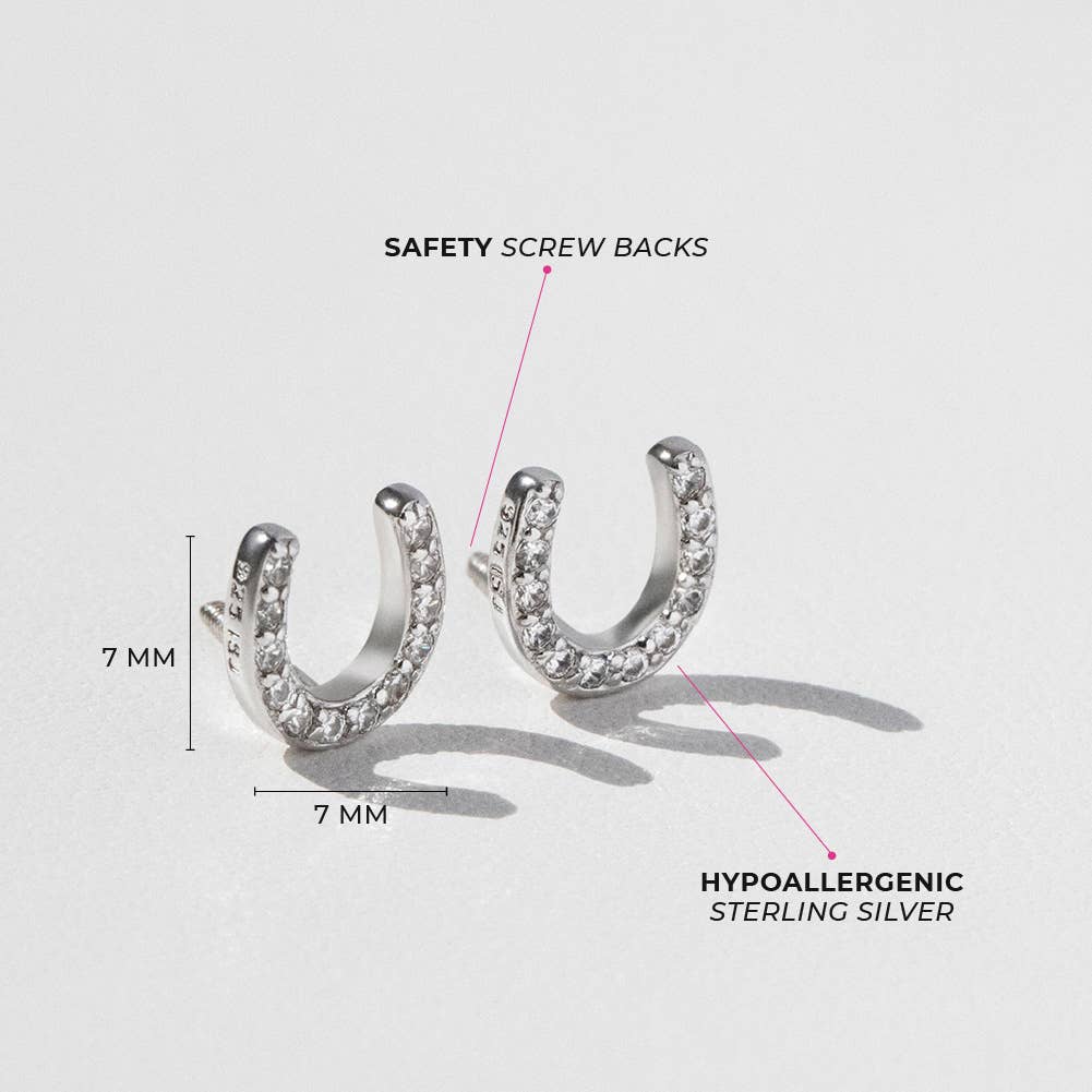 Bejeweled Horseshoe Sterling Silver Earrings