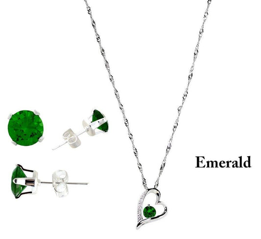 Crystal Necklace & Earring Set: Emerald