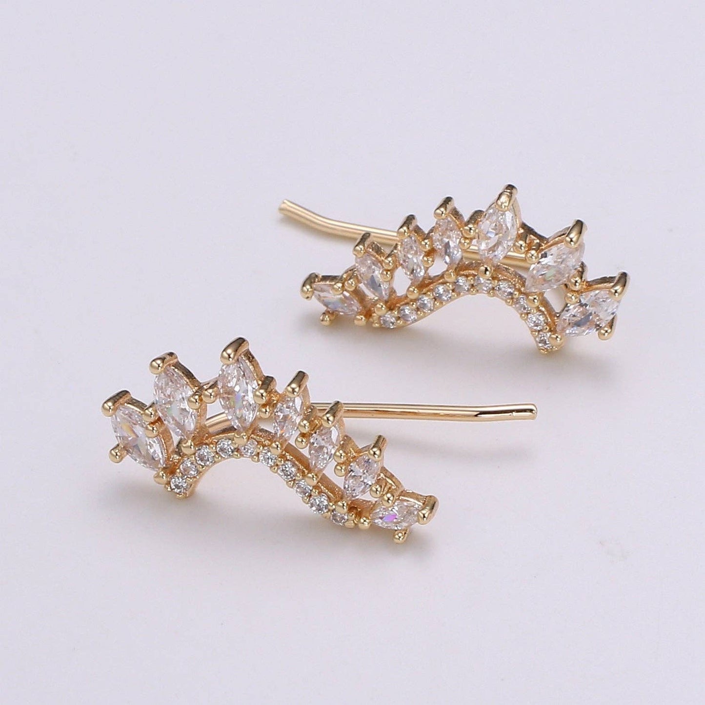 Gold Filled Marquise Curve Stud Earrings