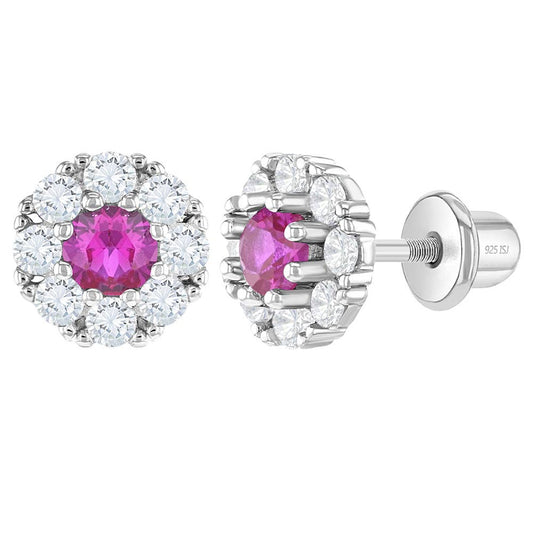 Fancy Fuschia Sterling Silver Earrings