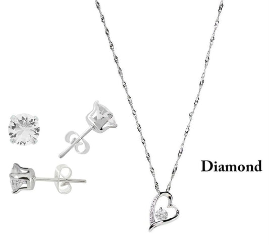 Crystal Necklace & Earring Set: Diamond