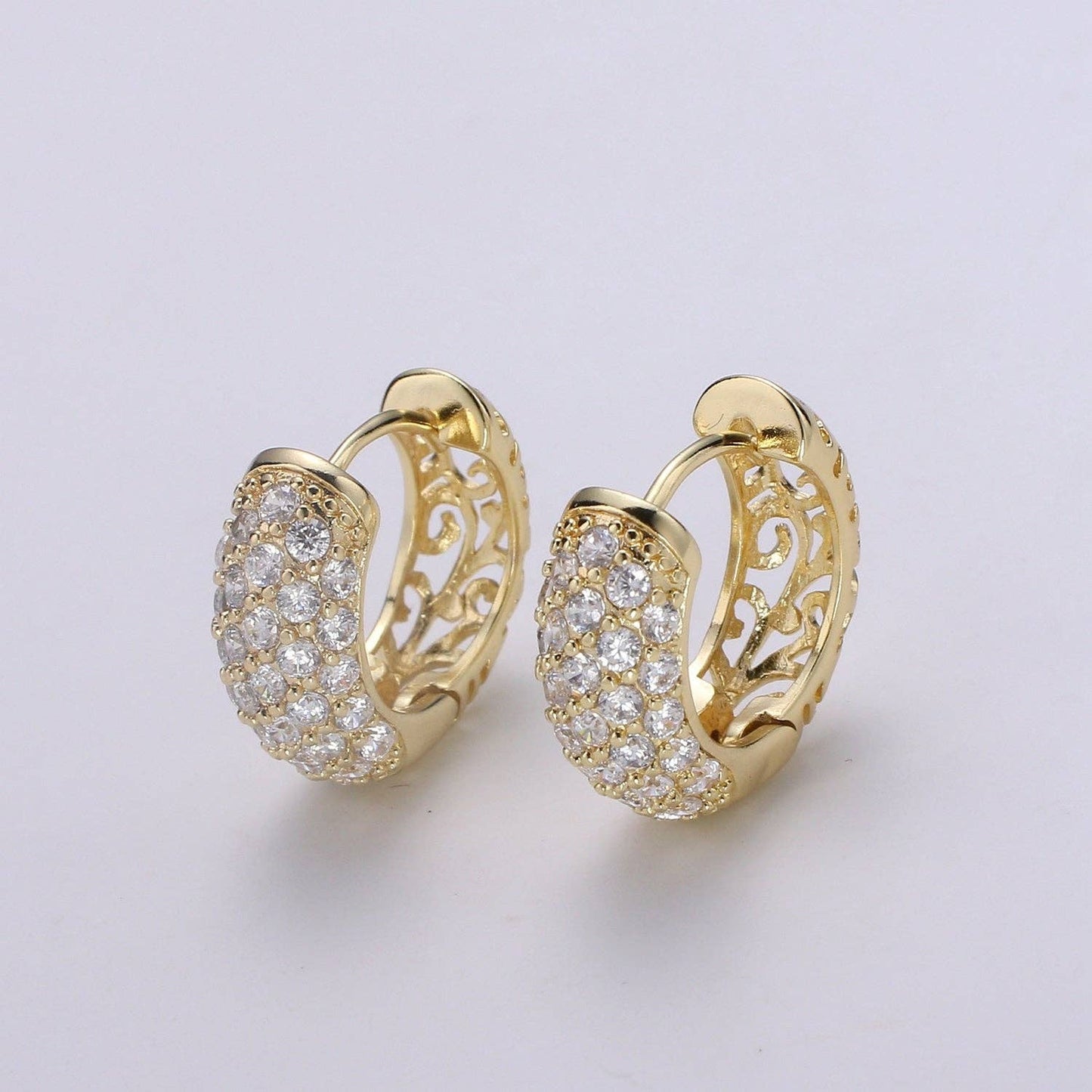 14K Gold Filled Chunky Hoop Huggie Earrings