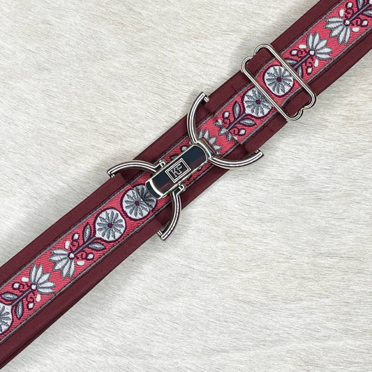 Burgundy Flowers Adjustable Belt